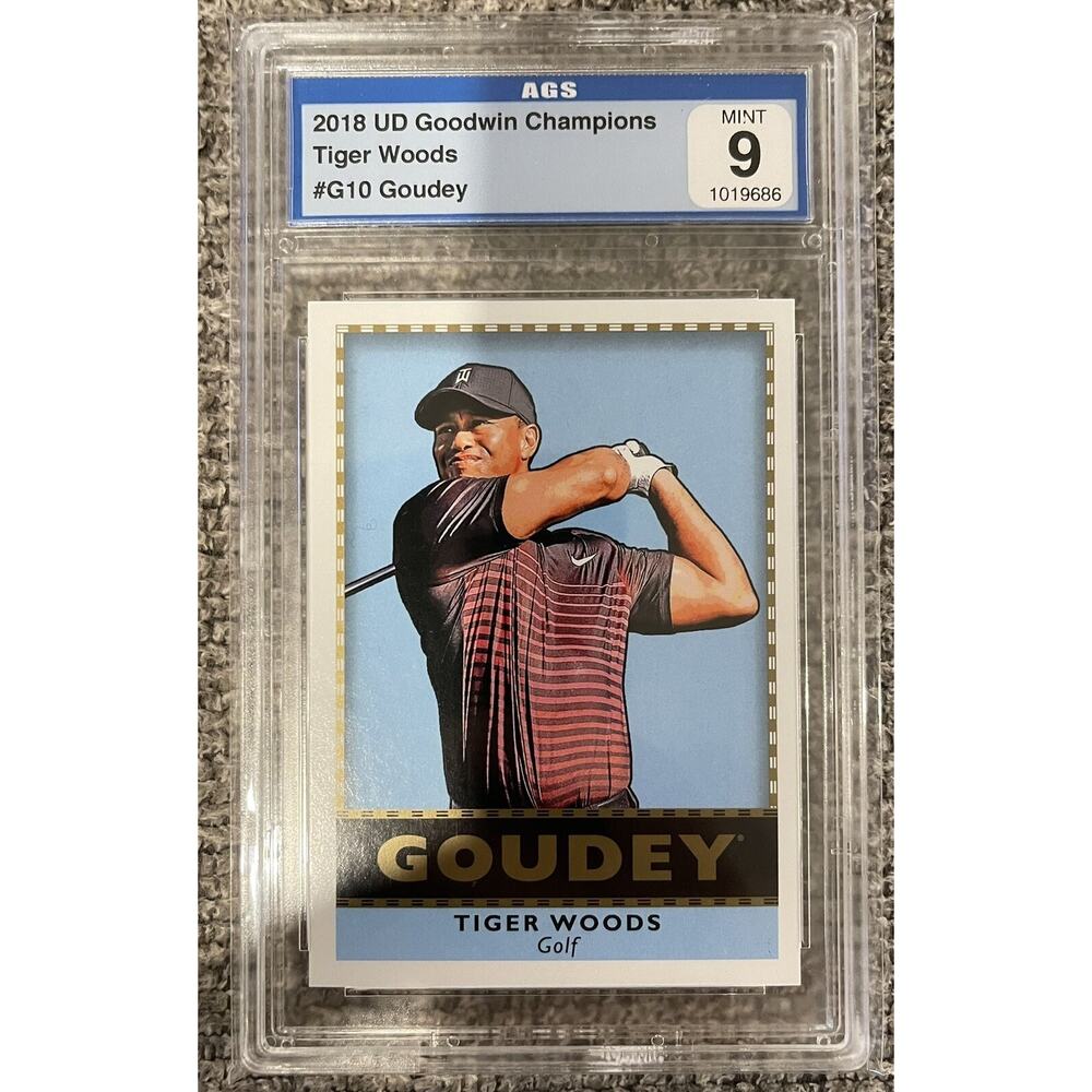 2018 Upper Deck Goodwin Champions Tiger Woods Goudey G10 Graded AGS 9 Mint